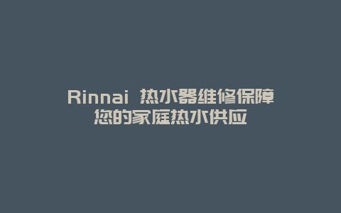 Rinnai 热水器维修保障您的家庭热水供应