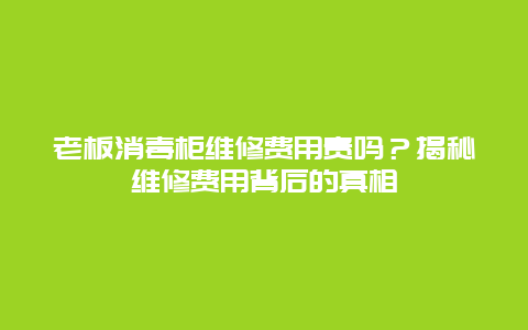 老板消毒柜维修费用贵吗？揭秘维修费用背后的真相