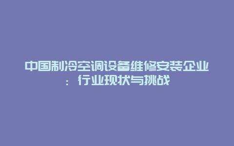 中国制冷空调设备维修安装企业：行业现状与挑战