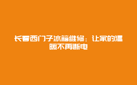 长春西门子冰箱维修：让家的温暖不再断电