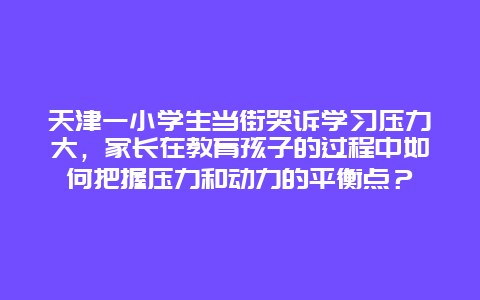 天津一小学生当街哭诉学习压力大，家长在教育孩子的过程中如何把握压力和动力的平衡点？