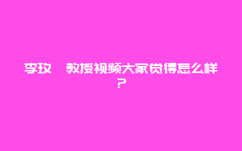 李玫瑾教授视频大家觉得怎么样？