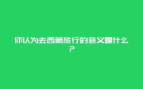 你认为去西藏旅行的意义是什么？