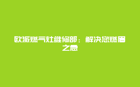 欧派燃气灶维修部：解决您燃眉之急