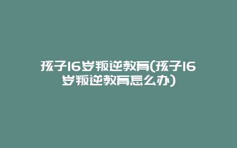 孩子16岁叛逆教育(孩子16岁叛逆教育怎么办)