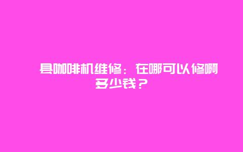 攸县咖啡机维修：在哪可以修啊多少钱？