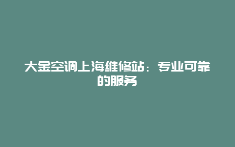 大金空调上海维修站：专业可靠的服务