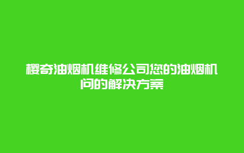 樱奇油烟机维修公司您的油烟机问的解决方案