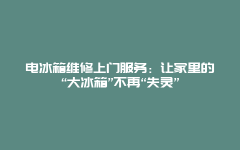 电冰箱维修上门服务：让家里的“大冰箱”不再“失灵”