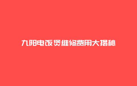 九阳电饭煲维修费用大揭秘