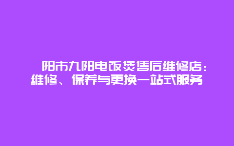 耒阳市九阳电饭煲售后维修店：维修、保养与更换一站式服务