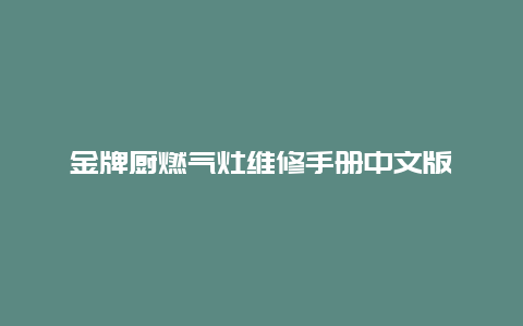 金牌厨燃气灶维修手册中文版