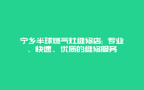 宁乡半球燃气灶维修店: 专业、快速、优质的维修服务