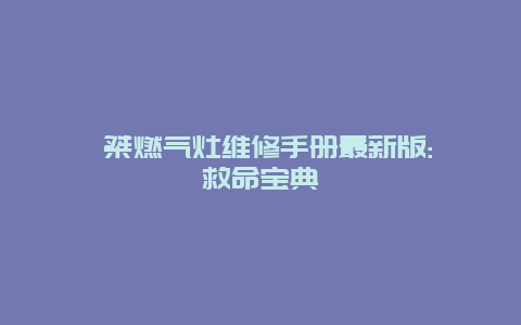 姒桀燃气灶维修手册最新版: 救命宝典