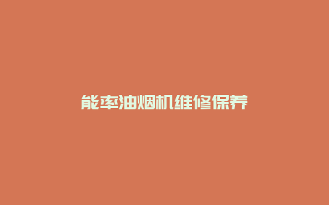 能率油烟机维修保养