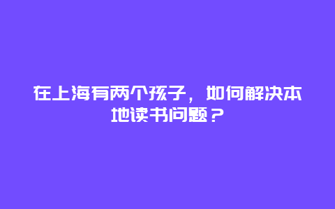 在上海有两个孩子，如何解决本地读书问题？