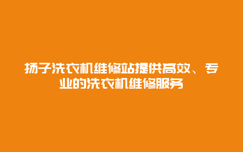 扬子洗衣机维修站提供高效、专业的洗衣机维修服务