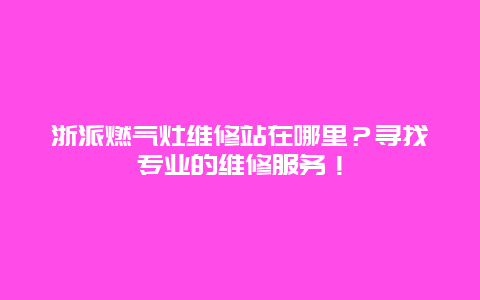 浙派燃气灶维修站在哪里？寻找专业的维修服务！