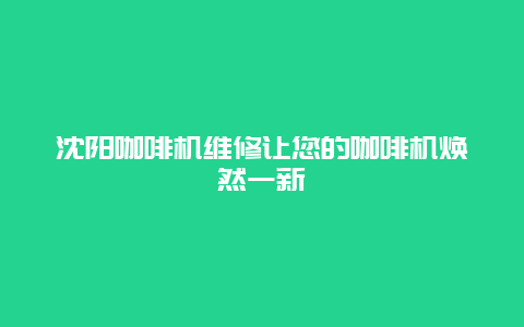 沈阳咖啡机维修让您的咖啡机焕然一新